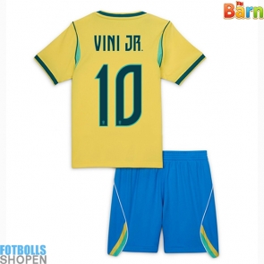 Billiga Brasilien Vinicius Junior #10 Hemmatröja Barn VM 2026 Kortärmad (+ Korta byxor)